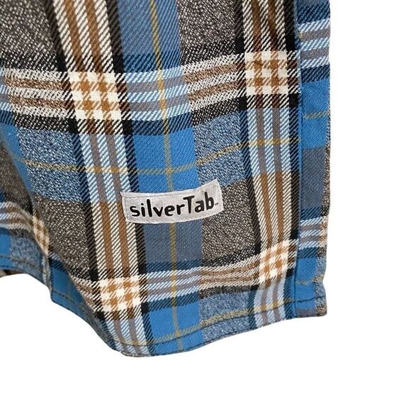 Levi’s Silver Tab Y2K blue plaid button up shirt boys L 16–18 metal buttons ￼ - Picture 4 of 6